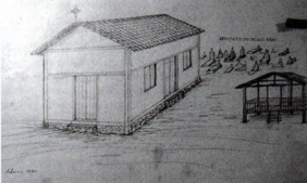 Desenho de Antônio Lerco - 1902 - 1983 - dá ideia de como era a capela